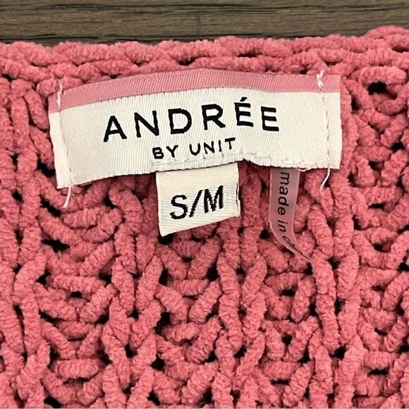 ANDREE by Unit S/M Mauve Chunky Knit V Neck Sweater - Picture 7 of 9